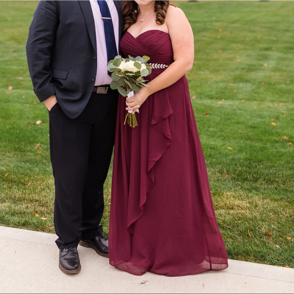 David’s Bridal Strapless Chiffon Bridesmaid Dress
